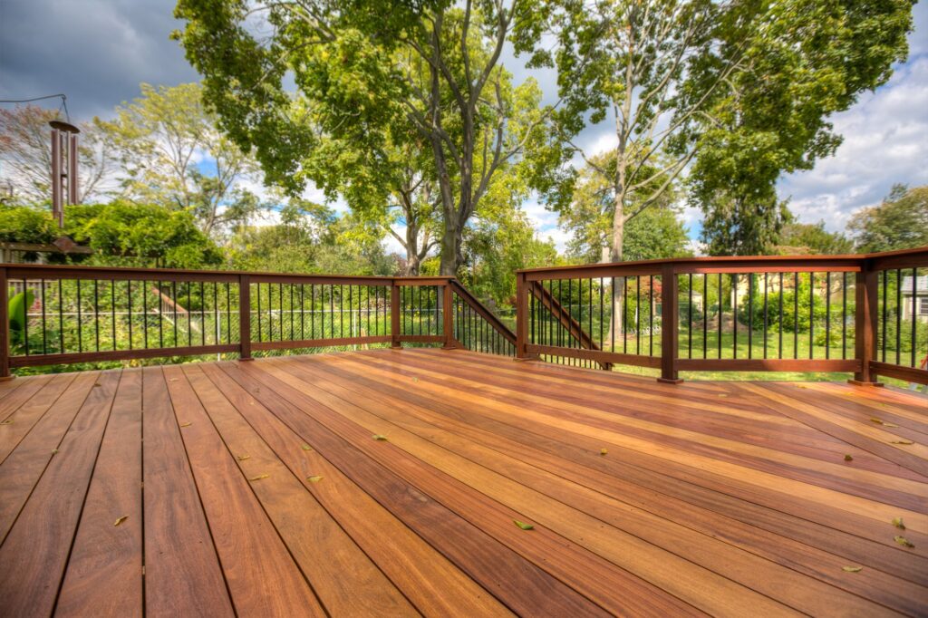 Hardwood decking color and grain variation.